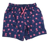 Tmavomodré plážové kraťasy s palmami PRIMARK