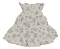Biele kvetinové plátenné šaty Carter's
