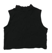 Čierny rebrovaný crop top Peacocks