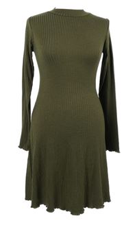 Nové - Dámske hnedé rebrované pletené šaty Primark