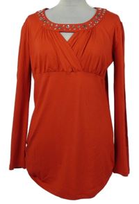 Dámská červená tunika s kamínky a průstřihem Ricarda M