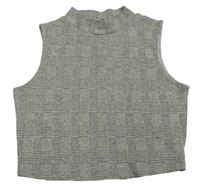 Sivo-čierny kockovaný crop top so stojačikom New Look
