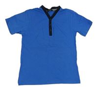 Modré tričko s černým lemem a knoflíčky George