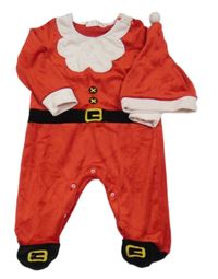 2set - Červený sametový vánoční overal + čepice - Santa 