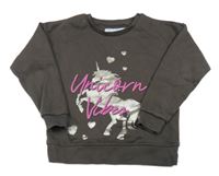 Tmavosivá mikina s jednorožcom Primark