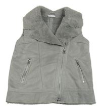 Sivá semišová zateplená vesta Matalan