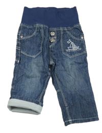 Tmavomodré rifle s lodí a úpletovým pasem 