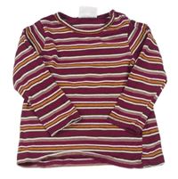 Vínovo-bílo-žluté pruhované triko Dopodopo