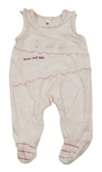 Světlerůžové sametové dupačky s ovečkami