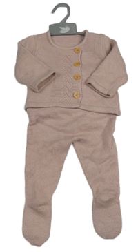 Nové - Světlerůžový propínací svetr + polodupky Shein