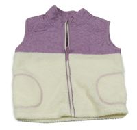 Fialovo-bílán šusťákovo/huňatá vesta Primark