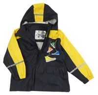 Tmavomodro-žltá nepromokavá bunda s topánkami a kapucňou Lupilu