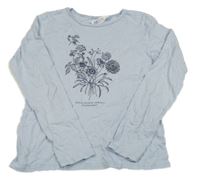 Svetlomodré tričko s kvietkami H&M