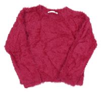 Fuchsiový chlpatý sveter