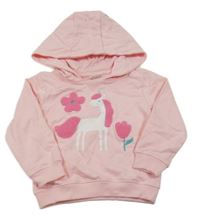 Světlerůžová mikina s jednorožcem a kapucí 