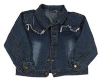 Tmavomodrá rifľová bunda s výšivkami