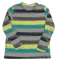 Sivo-zelené pruhované tričko Yigga