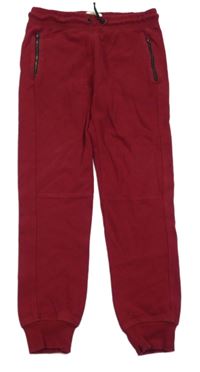 Červené chino tepláky se zipy ZARA