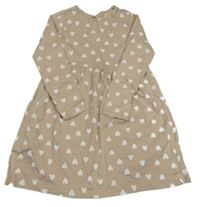 Béžové bavlněné šaty se srdíčky H&M