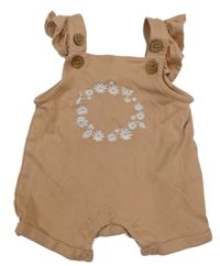 Broskvové laclové kraťasy s kytičkami 