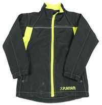 Antracitovo-neonová softshellová bunda s nápisem