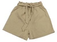 Béžové paper bag kraťasy s opaskom SHEIN
