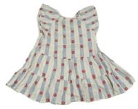 Bílo-modré pruhované lehké šaty s květy Zara