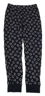 Tmavomodré pyžamové kalhoty se srdíčky 