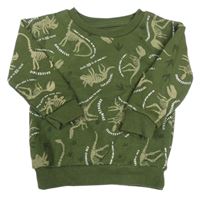 Tmavozelená mikina s kostrami dinosaurů Primark