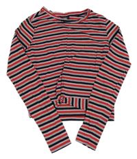 Červeno-čierno-biele pruhované crop tričko New Look