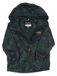 Tmavozeleno-sivá vzorovaná šušťáková jarná bunda s kapucňou F&F