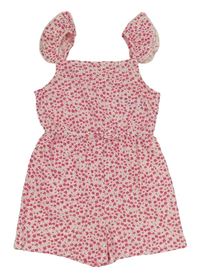 Ružovo-biely kvietkovany letný overal Primark