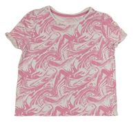 Ružovo-biele vzorované crop tričko Primark