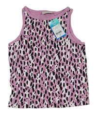 Lila-čierno-biely vzorovaný rebrovaný crop top Matalan