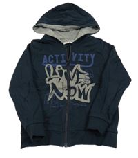 Tmavomodrá propínací mikina s potiskem a kapucí Name it