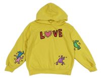 Žlutá mikina s potiskem a kapucí H&M