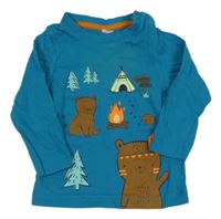 Modré tričko s medvedíkmi