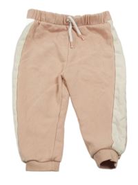 Svetloružová -biele tepláky Tu