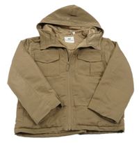 Béžová šušťáková zateplená bunda s kapucňou Uniglo