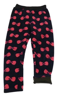 Tmavomodré fleecové kalhoty s mašličkami 