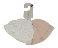 Nové - 2x - Světlerůžová + bílá čepice se srdíčky George 