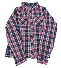 Tmavomodro-růžová kostkovaná halenka C&A