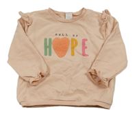 Broskvová mikina s nápisom a volánikmi LC Waikiki