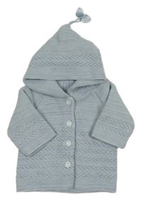 Svetlomodrý prepínaci vzorovaný sveter s kapucňou