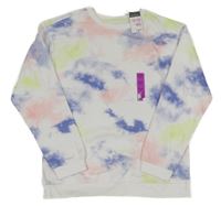 Nové - Bílo-barevná batikovaná mikina Primark