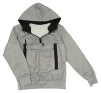 Šedá sportovní mikina s kapucí 