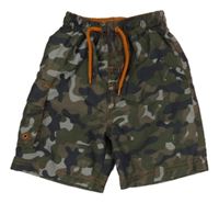 Khaki-šedé army plážové kraťasy Matalan