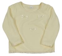 Smotanová vzorovaná mikina s mašličkami