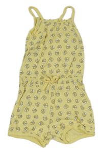 Žlutý bavlněný kraťasový overal se včelkami Smile