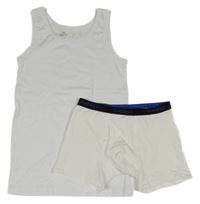 2set - Biely nátělník + biele boxerky